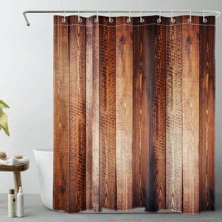 HVEST Western Country Barn Door Shower Curtain Decor, Rustic Brown Wood Farmhouse Style Shower Curtains for Bathroom 60X72 inch Polyester Fabric Bathroom Decoration Bath Curtains Hooks Included