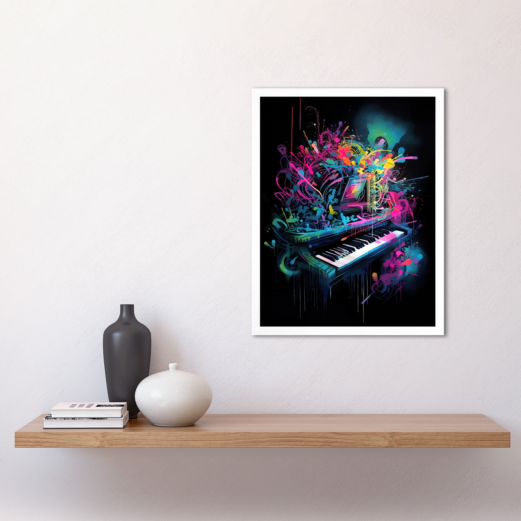 Melodic Explosion Piano Bursting in Vibrant Colours Modern Acrylic