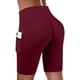 thumbnail image 3 of Gibobby Shorts Deportivo Bolsillos de entrenamiento para mujer Cintura alta Yoga Correr Abdomen Pantalones Pantalones cortos de control Pantalones de yoga(Vino, XL), 3 of 5
