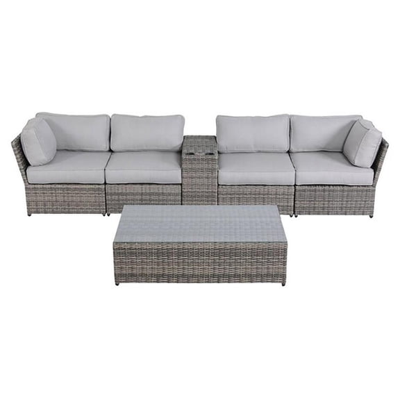 Living Source International 6-Piece Sectional Set with Cushions in Gray
