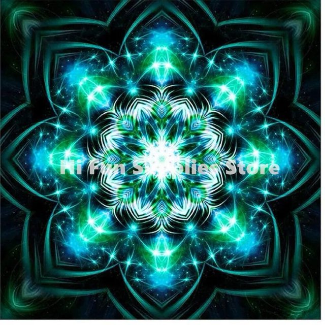 Pintura de diamantes 5D caleidoscopio de Mandala verde y azul, taladro completo, cuadrado, redondo, bordado de diamantes, mosaico, decoración del hogar, regalo de Navidad