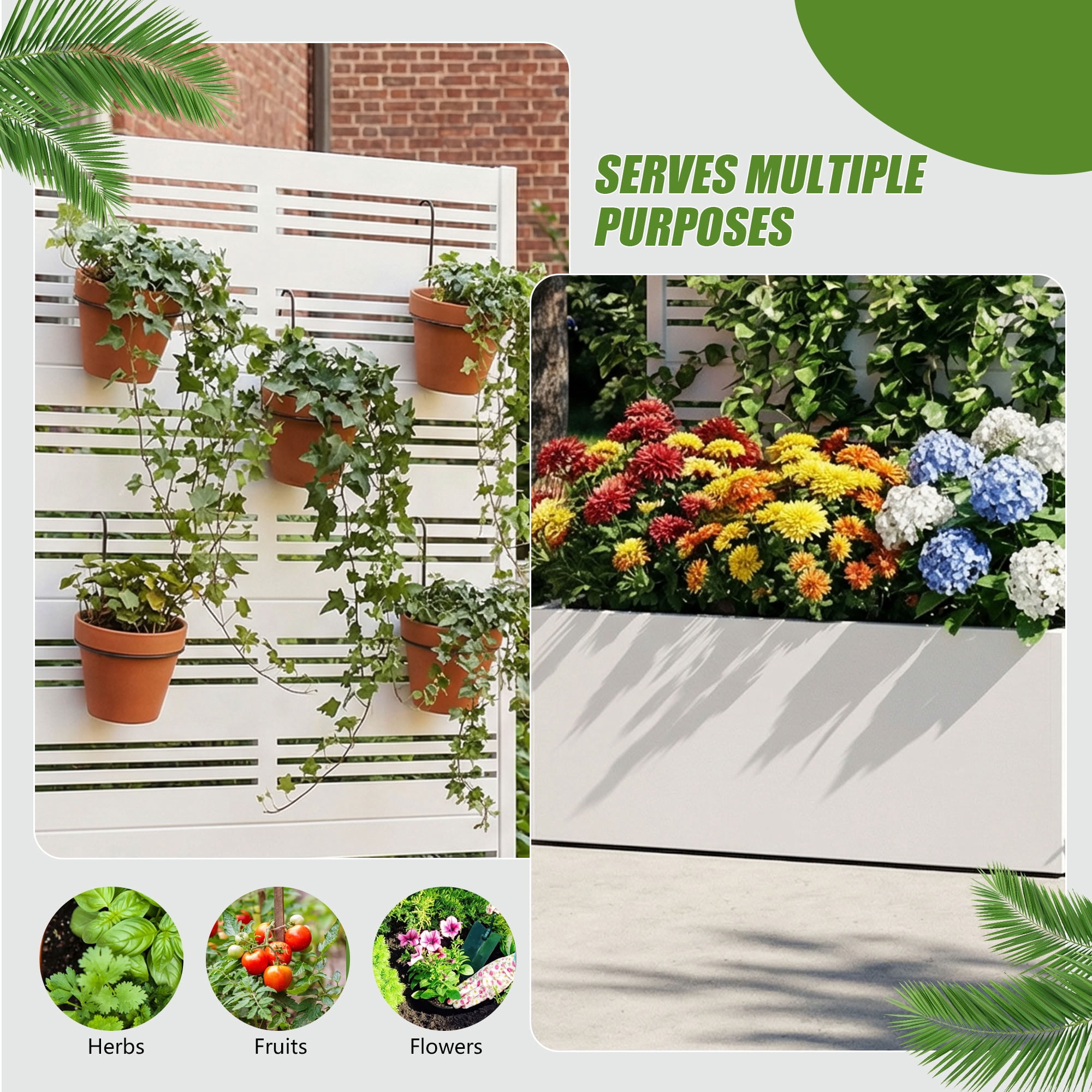MAYEERTY 4 Panels Outdoor Metal Planter Box, Durable Weather-Resistant Planter, Decorative Metal Flower Box for Patio, Balcony, Garden