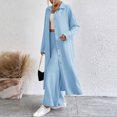 thumbnail image 5 of Annhoo Womens Fall Outfits 2 Piece Long Sleeve Lapel Button Tunics and High Waist Wide Leg Trousers Lounge Sets, 5 of 7