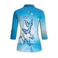 thumbnail image 3 of Uorisanigo Blue Butterflies Long Sleeve Golf Polo Shirts for Women Versatile Fashion Moisture Wicking Casual Tennis Activewear Relaxed Zip Up Collar 3/4 Sleeve Athletic Tops Size S, 3 of 7