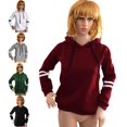 thumbnail image 3 of Otoño Invierno Mujeres con capucha suéter mangas largas contraste rayas Casual sudaderas sueltas Top Abanopi Blanco/M, 3 of 6