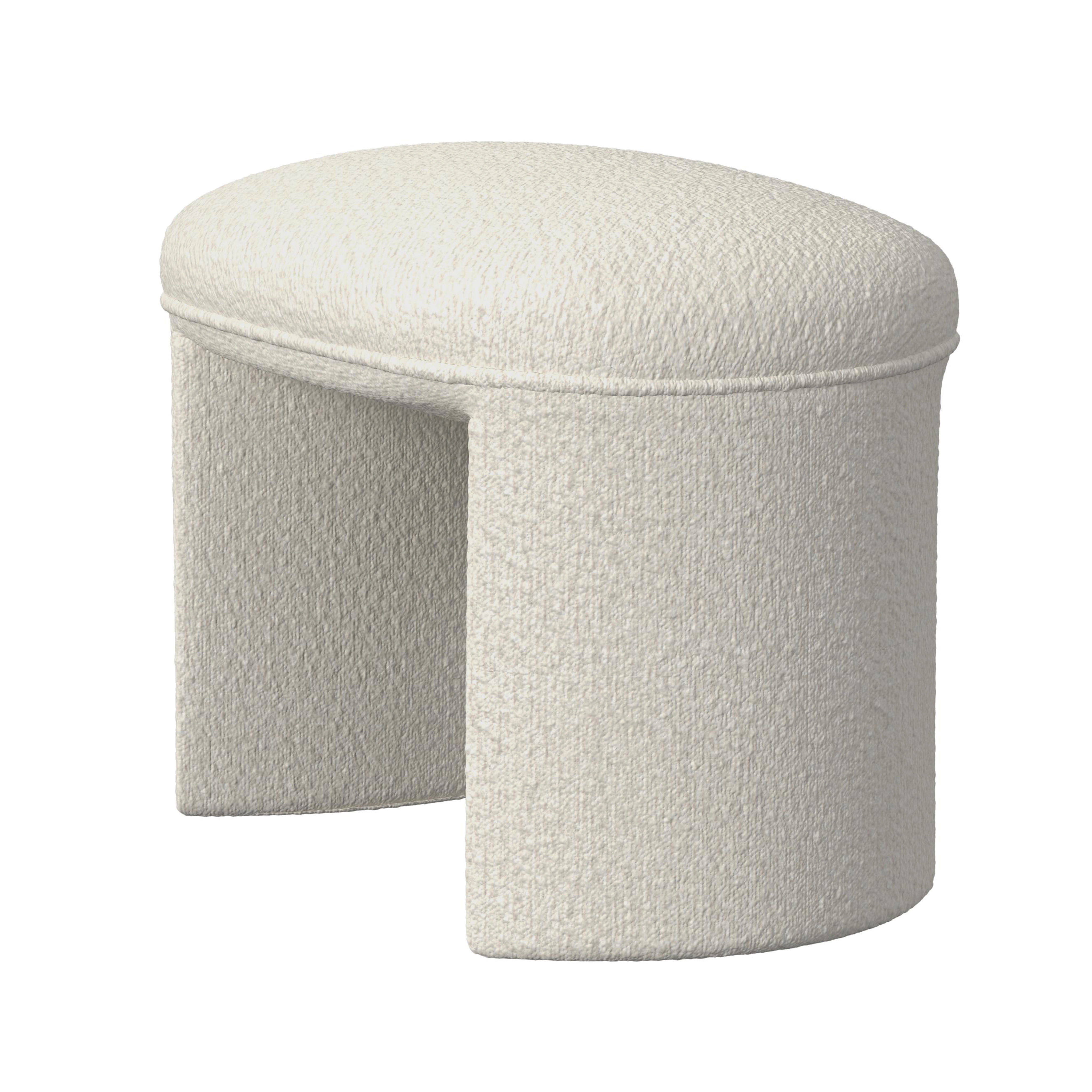 HomePop Quinn Upholstered Ottoman, Cream Boucle