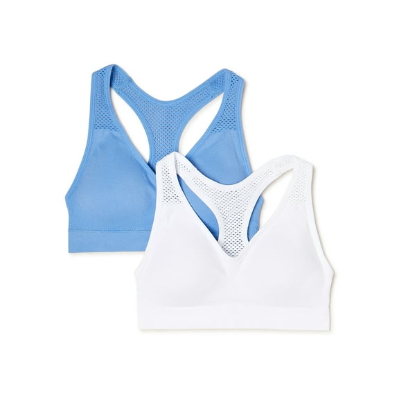 Wonder Nation Girls' Racerback Sports Bra, 2-Pack, Sizes XS-2XL
