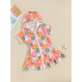 thumbnail image 4 of Musuos Little Girl Swim Cover Up 1-5 Years Short Sleeve Floral Print Zip Up Beach Cover-up Hooded Bathrobe for Toddler, 4 of 10