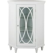 Elegant Home Fashions 32"H Miller Corner Floor Cabinet With 2 Adjustable Tempered Glass Shelves