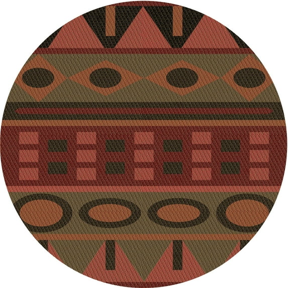 Ahgly Company Indoor Round Patterned Saddle Brown Area Rugs, 8' Round