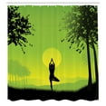 thumbnail image 3 of Ambesonne Nature Shower Curtain, Sunset Sky in Forest, 69"Wx75"L, Green Black Yellow, 3 of 5
