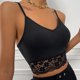 thumbnail image 5 of Camisola sin mangas con tirantes finos para mujer, chaleco de punto acanalado con cuello en V, camiseta informal negra ajustada con ribete de encaje, camiseta sin mangas negra M, 5 of 8