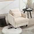 thumbnail image 2 of Wood Frame Armchair, Modern Chenille Upholstered Accent Chair with Deep Seat, Lounge Sofa Chair for Living Room Bedroom Apartment Office, Beige, 2 of 9