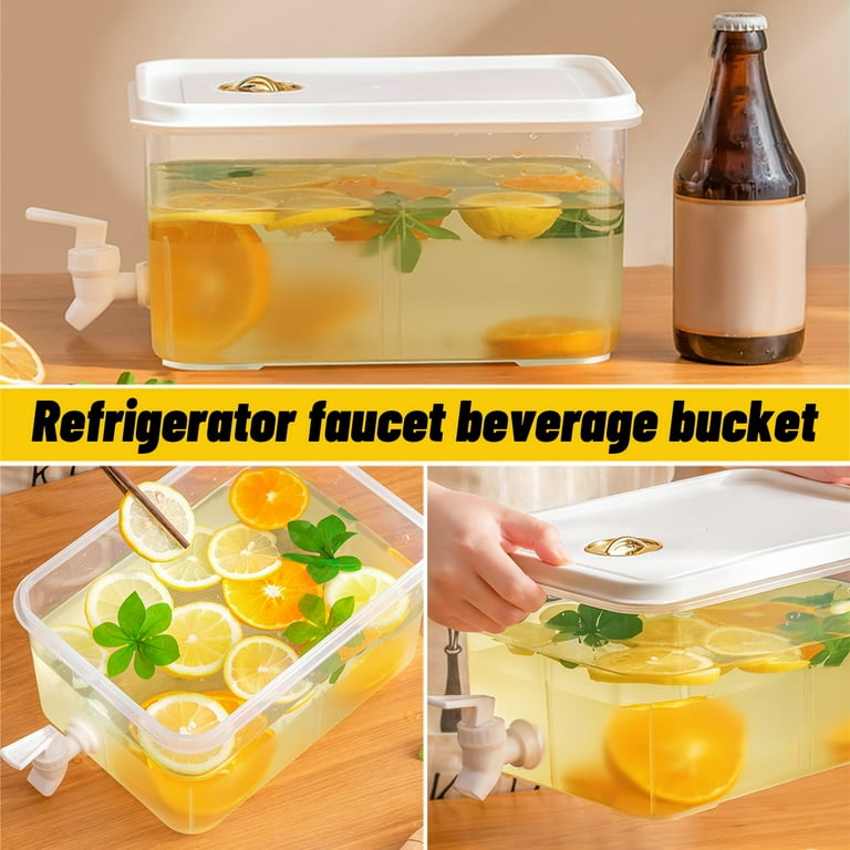 Plastic Hot And Cold Drink Dispenser, Large Capacity Fruit Tea Bucket With  Faucet, Household Refrigerator Beverage Juice Bucket, For Kitchen Home Party  Bar Wedding - Temu