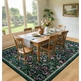 thumbnail image 3 of 6x9 Area Rugs for Living Room: Floral Washable Rug Vintage Large Soft Boho Non-Slip Carpet Indoor Stain Resistant Thin Carpets for Bedroom Dining Room Farmhouse Nursery Hallway Home Office Dark Green, 3 of 8