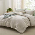 thumbnail image 1 of Juego de edredón Bedsure, tamaño queen, beige, prelavado, 3 piezas, 1 of 7