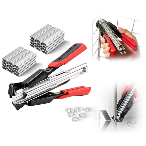 100 PCS Clips Hog Ring Pliers Kit, 3/4'' Hog Ring Nail | 100Pcs Hog Ring Pliers Kit with 3/4 Inch Rings, Multi-use Fastener Tool for Cage Fencing Upholstery