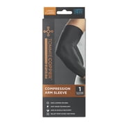 Tommie Copper Sport Spandex Compression Arm Sleeve, Black, Adult Large/Extra-Large, Copper and Zinc Infused, 1 per Pack