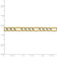 thumbnail image 4 of Real 14kt 5.25mm Semi-solid with Rhodium Pav∩┐╜ Figaro Chain Chain Bracelet; 8 inch; for Adults and Teens; for Women and Men, 4 of 4
