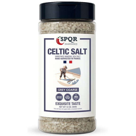 Celtic Salt Grey Coarse Grain Unrefined Mineral Sea Salt Hand Harvested in France XL 13oz. Bottle by SPQR Seasonings
