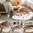 thumbnail image 5 of Round Area Rug 4 Ft, Tree Fall Washable Non-Slip Circle Carpet for Living Room/Bedroom, Autumn Leaves Branches Watercolor Botanical Elegant Low-Profile Crawling Mats Collection Rugs for Indoor, 5 of 8
