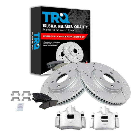 TRQ Front Brake Calipers Ceramic Pads Drilled Rotors Fits Select Grand Prix LaCrosse