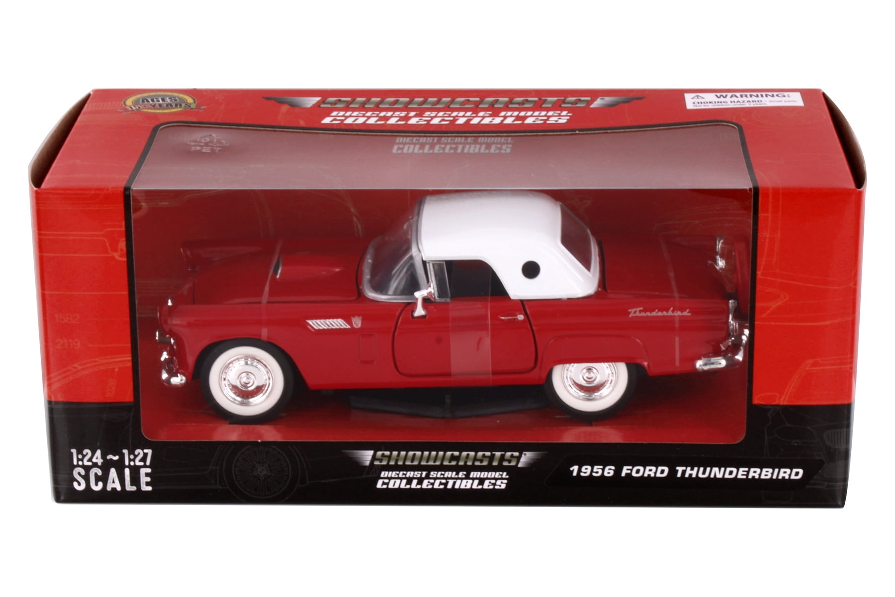 1956 Ford Thunderbird Closed Convertible, Red - Showcasts 77312R - 1/24 Scale Diecast Model Car