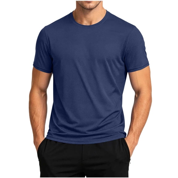 hlysgo Men's Slim Fit T Shirt Short Sleeve Crew Neck T-Shirt Casual Summer Classic Basic Tee Shirts Dark Blue,3xL