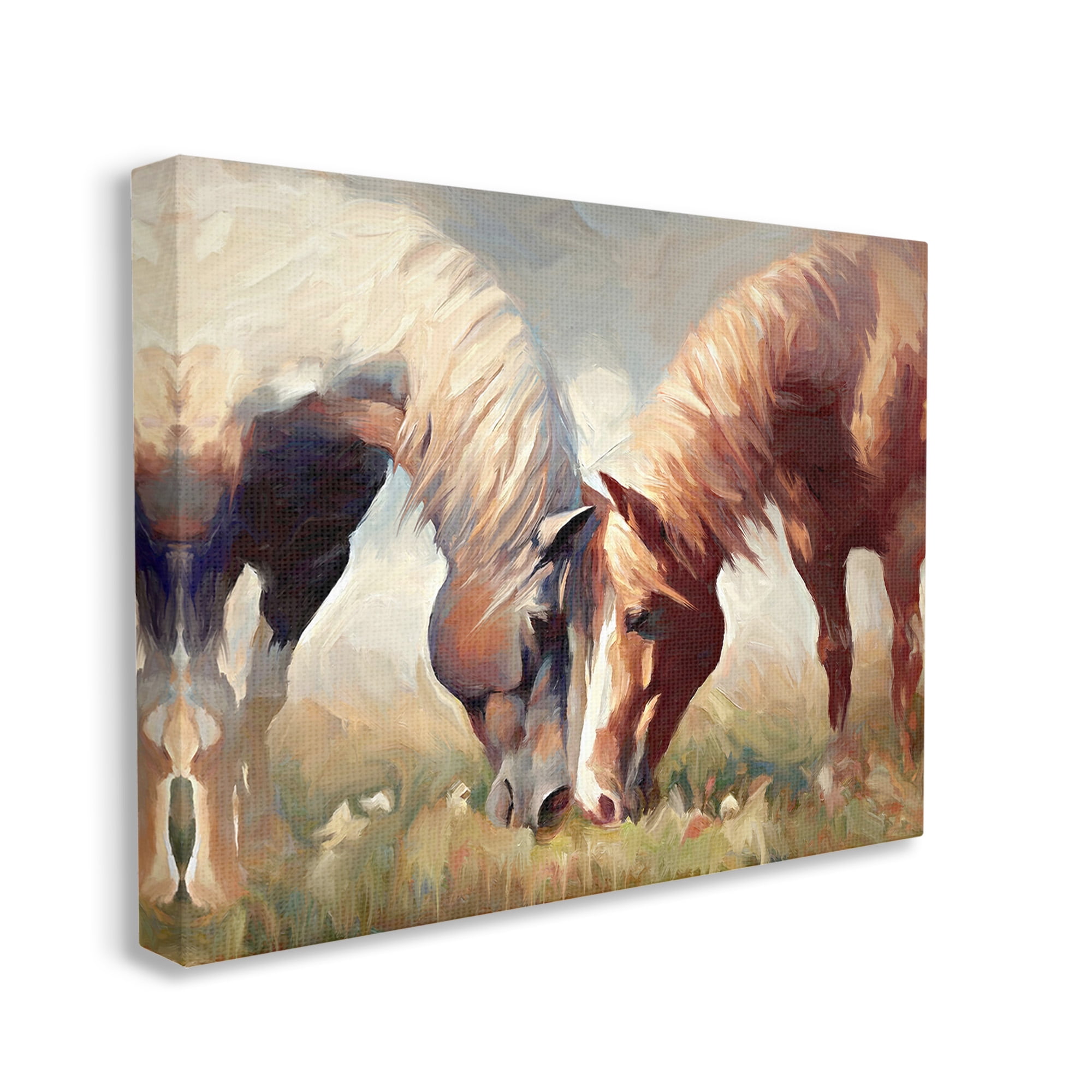 Stupell Industries Grazing Horse Pair Animals & Insects Painting Gallery Wrapped Canvas Art Print Wall Art, 30 x 24