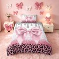 thumbnail image 2 of Homewish Pink Bowknot Twin Duvet Cover for Princess Girls, Glitter Cheetah Print Twin Bedding, Pink Reversible, 2 Pieces 1 Duvet Cover and 1 Pillowcase, 2 of 5