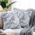 thumbnail image 2 of Marble Texture Outdoor Pillow Covers Pack of 2 Elegant Blue Gray Tone Water Effect Waterproof Throw Pillow Covers Decorative Cushion Cases for Patio Garden Tent Balcony Couch 24x24 inch, 2 of 8