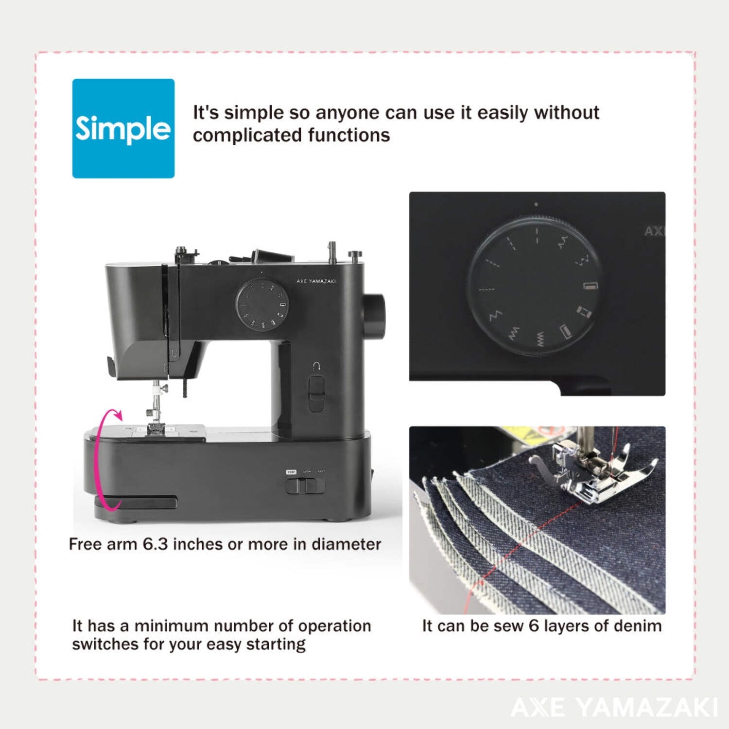 Portable Lightweight Sewing Machine MM-10 for Beginners - AXE YAMAZAKI