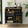 thumbnail image 6 of HLR 32"W Wine Bar Cabinet with 2 Door Fluted Texture, Modern Coffee Cabinet with Rack&Glass Holder, Black., 6 of 9