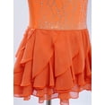 thumbnail image 5 of iiniim Girls Sparkly Figure Skating Sleeveless Ruffle Tiered Skirt Shiny Ice Skating Dress Dancewear Orange 4, 5 of 7