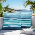 thumbnail image 5 of Summer Coastal Outdoor Pillow Covers Set of 2 Abstract Ocean Wave Waterproof Throw Pillow Case Decorative Square Cushion Cover for Patio Couch Garden Balcony, 18"x18", 5 of 9