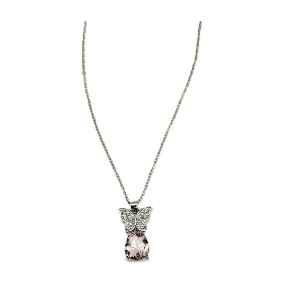 Omodo Pink Pedant with Butterfly on The Top Necklace