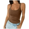 thumbnail image 1 of Lixiuxyad Ribbed Tank Tops For Women Women Spaghetti Strap Scoop Neck Ribbed Tank Tops Slim Fitted Cotton Camisole Basic Sleeveless Layering Shirts, 1 of 5