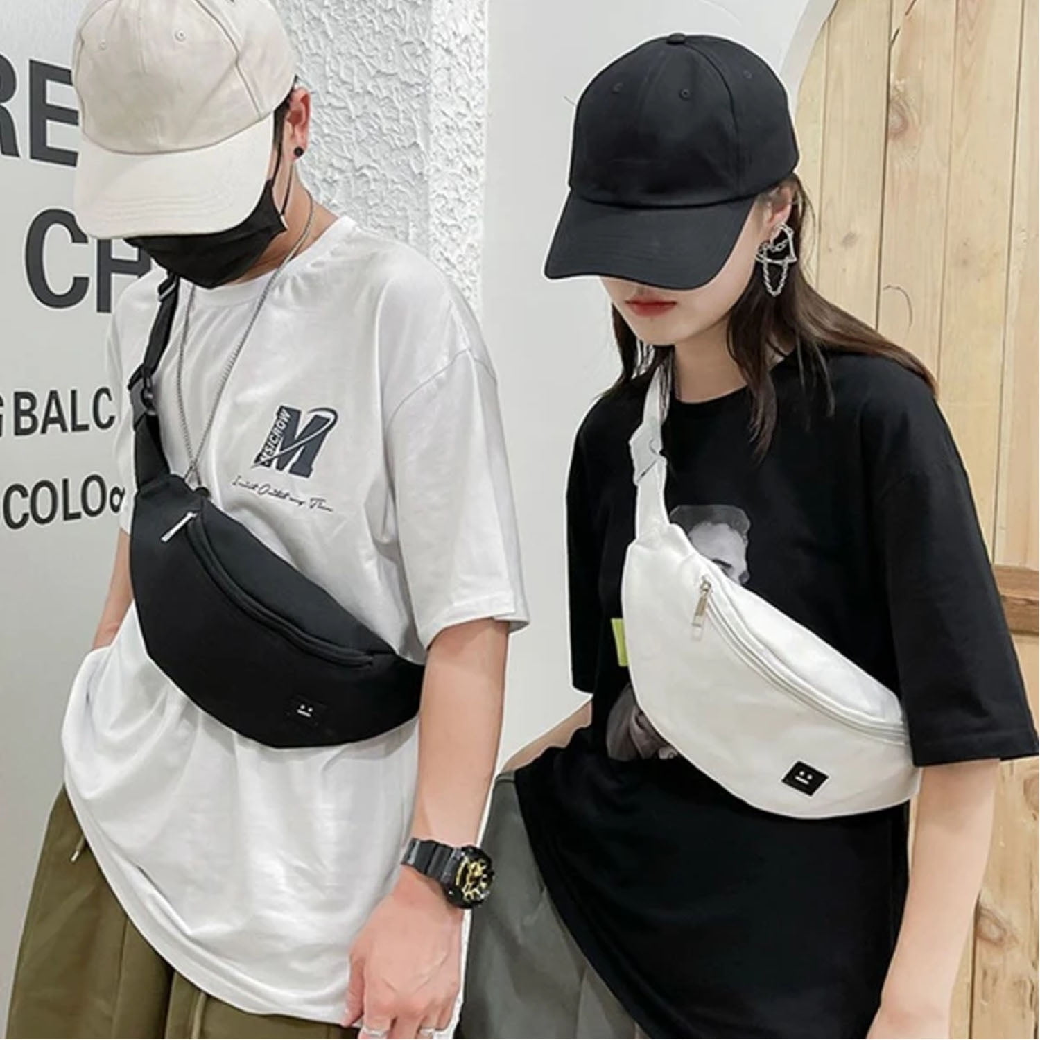 Black canvas fanny pack hotsell