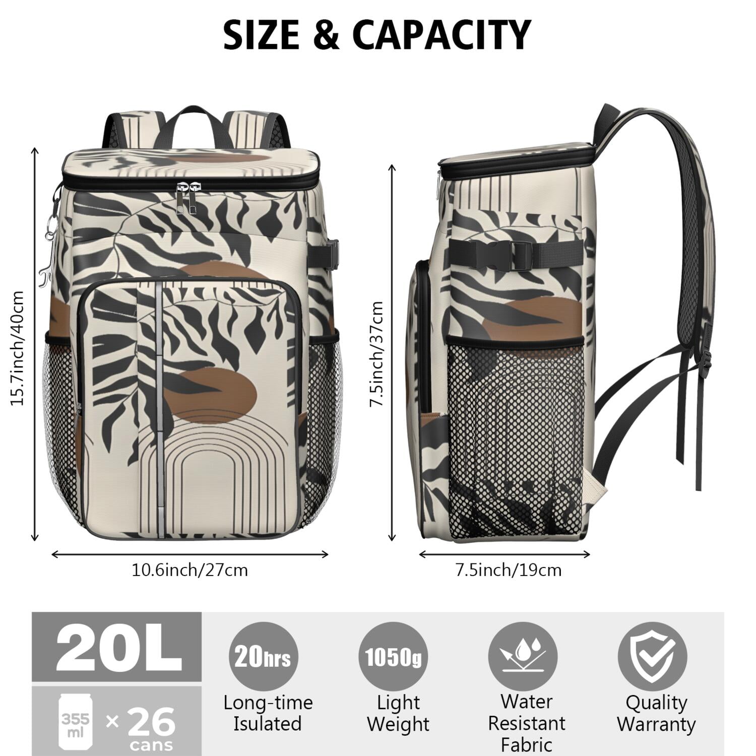 Travel Cooler Bag - Boho Bohemian Art Camping Beer Cooler Backpack with Bottle Opener- Waterproof Insulated Picnic Backpacks - Cooler Bag for Beach