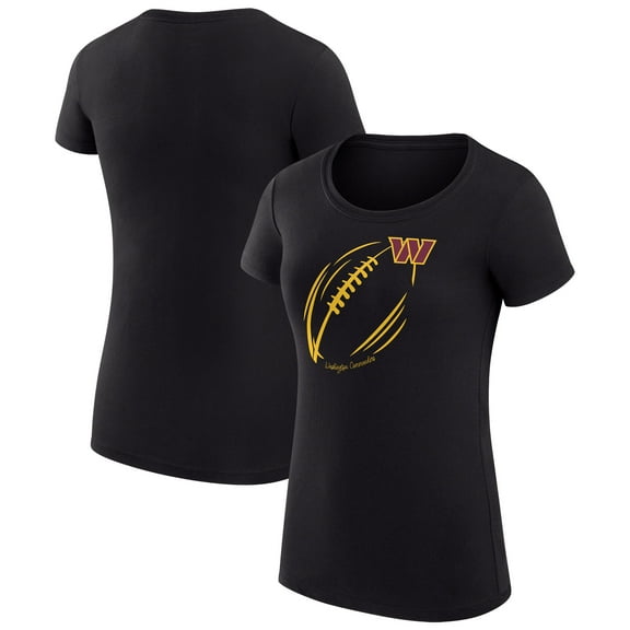 Women's G-III 4Her by Carl Banks Black Washington Commanders Super-Slim Fit Lightweight Subtle Football T-Shirt