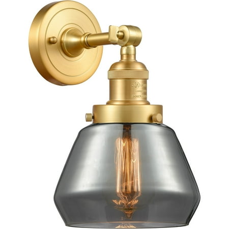

Satin Gold Tone Wall Sconces 7 Wide Steel/Cast Brass/Glass Medium Base LED 1 Light Fixture