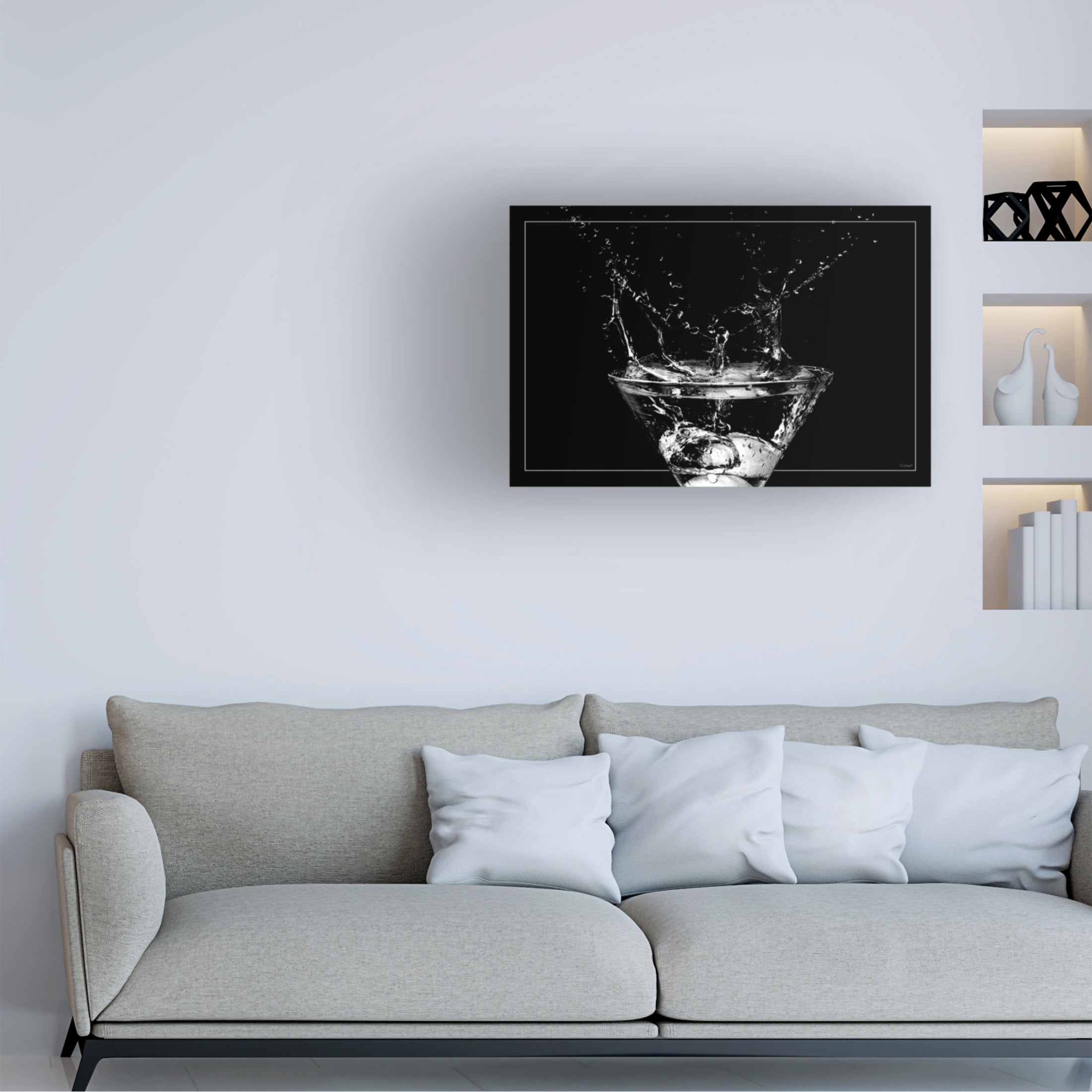 Canvas Wall Art - Gordon Semmens 'Martini Splash 14' Wall Art for Living Room, Bedroom, or Office Décor by Trademark Fine Art - 19 x 12 Inches