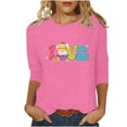 thumbnail image 2 of Xihbxyly Hauts Décontractés pour Femmes T-shirt Imprimé Col Rond de Pâques Manches 3/4 Col Rond Chandail Tendance à Petit Prix, 2 of 5