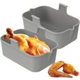 thumbnail image 2 of 2 Pack Friteuse à Air Chaud Pot en Silicone avec Poignée Réutilisable Rectangulaire Poêle Double Panier Friteuse à Air Four Micro-Ondes Doublure (Rouge), 2 of 10