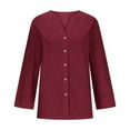 thumbnail image 4 of Timegard Womens Tops 1/2 Sleeve V Neck Button down Shirts Casual Loose Lightweight Blouse Solid Color, 4 of 6