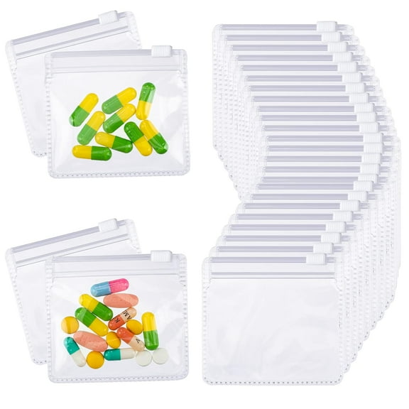 Pill Pouch Bags Zippered Pouch Set Reusable Baggies Clear Plastic Self Sealing Travel Medicine Organizer Storage Pouches with Slide Lock for Pills and Small Items(12 Pieces)