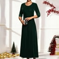 thumbnail image 2 of HNMKIU Elegant Casual Dress for Holiday Party and Autumn Seasonal Wear with Comfortable Fit Fall Dresses for Women E-Green,S, 2 of 6