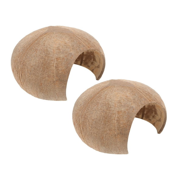 PBPBOX 2Pcs Reptile Hiding Place Light Brown Coconut Shell Aquarium Decoration For Fish Breeders