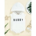 thumbnail image 2 of Seyurigaoka Baby Romper, Letter Print Sleeveless Hooded Bodysuit with Pocket Summer Outfit for Bbay Boys, 0-24 Months, 2 of 8