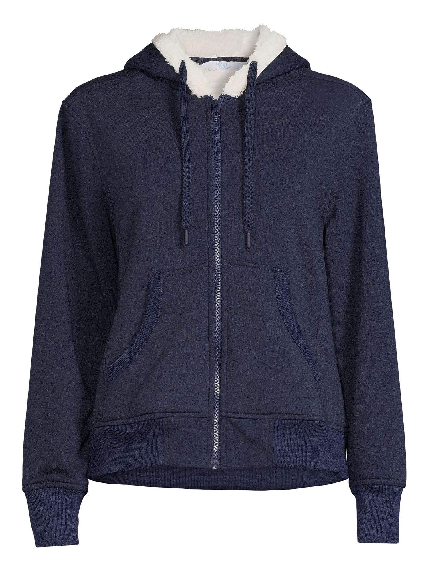 Time and Tru Women's and Plus faux shearling-Lined Sport Hoodie